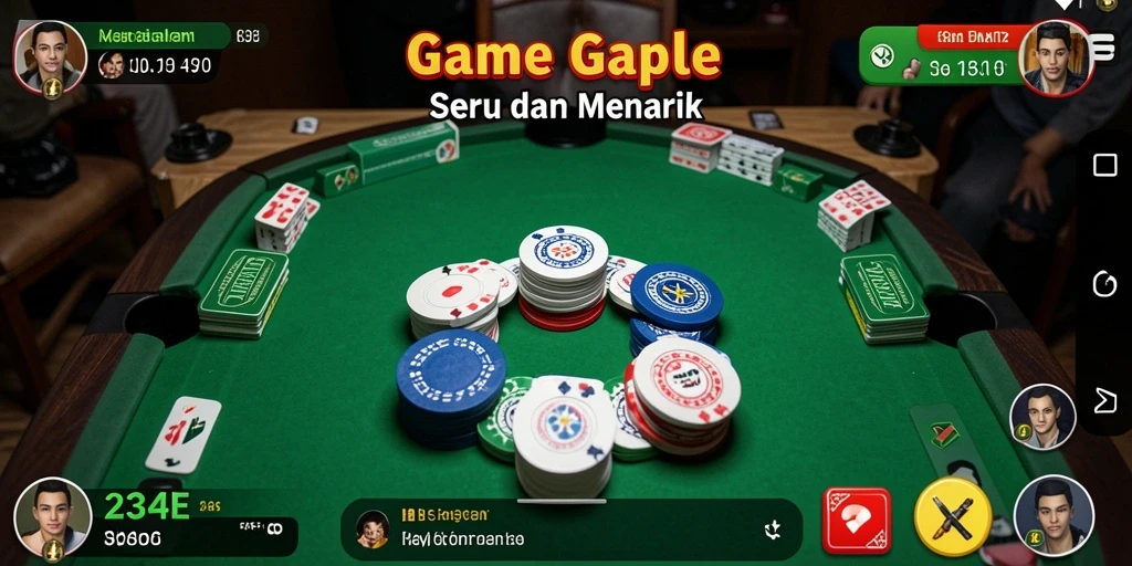 Tampilan gameplay menarik dari 234E yang menunjukkan momen seru bermain Gaple.