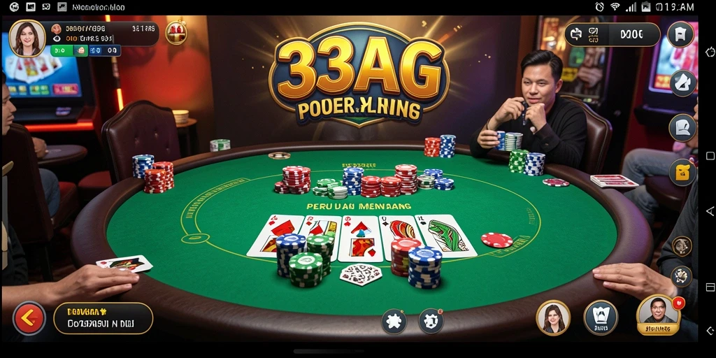 Tampilan gameplay Poker yang seru dan mendebarkan.