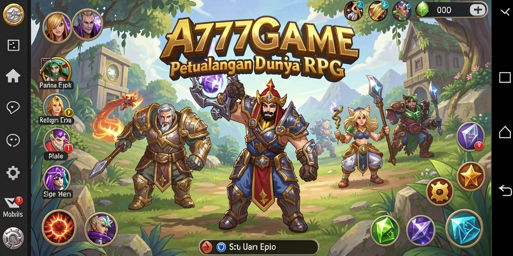 Tampilan gameplay seru dalam A777GAME yang menampilkan pertempuran epik.