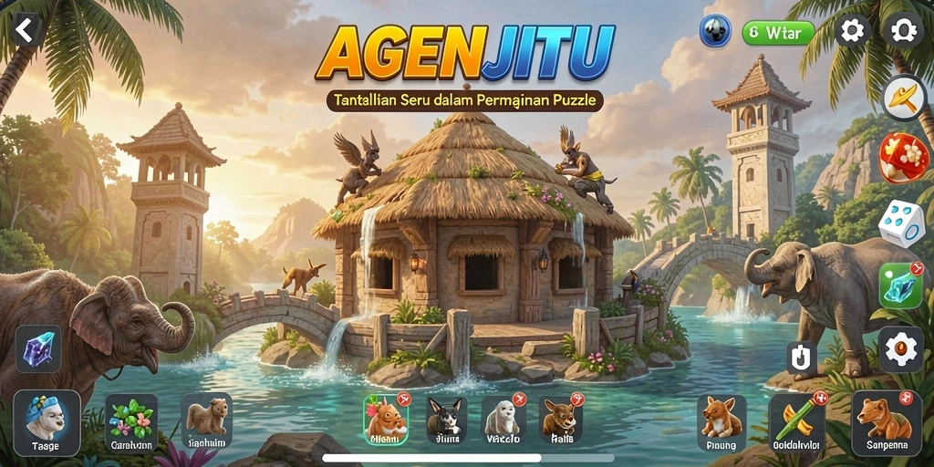 Screenshot gameplay AGENJITU menunjukkan tantangan puzzle yang menarik.