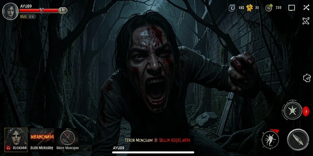Tangkapan layar dari gameplay AYU89 yang menegangkan.