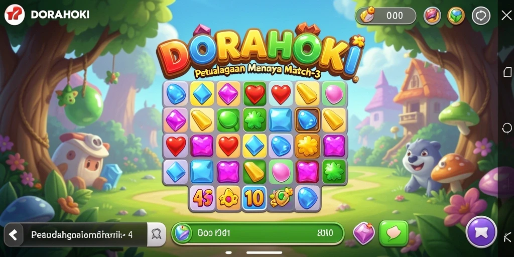 Tampilan gameplay menarik dari DORAHOKI yang penuh warna.