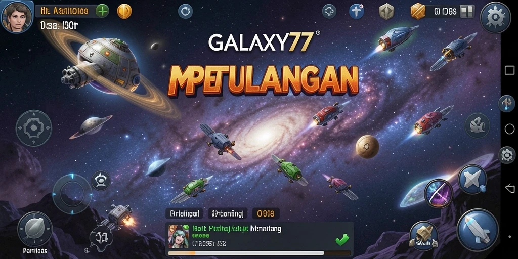Menampilkan gameplay seru dalam <strong>GALAXY77</strong> dengan eksplorasi antariksa yang menakjubkan.