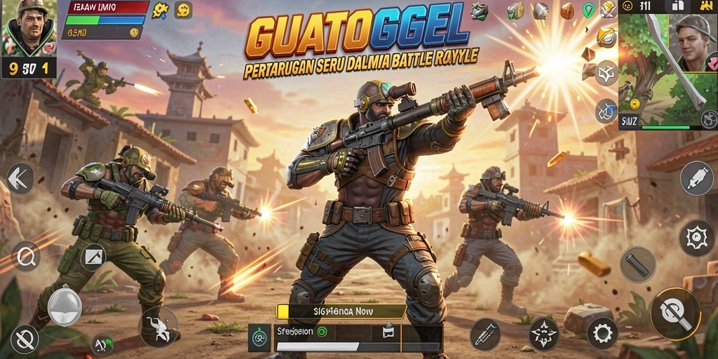 Tampilan gameplay seru GUATOGEL dalam arena Battle Royale.