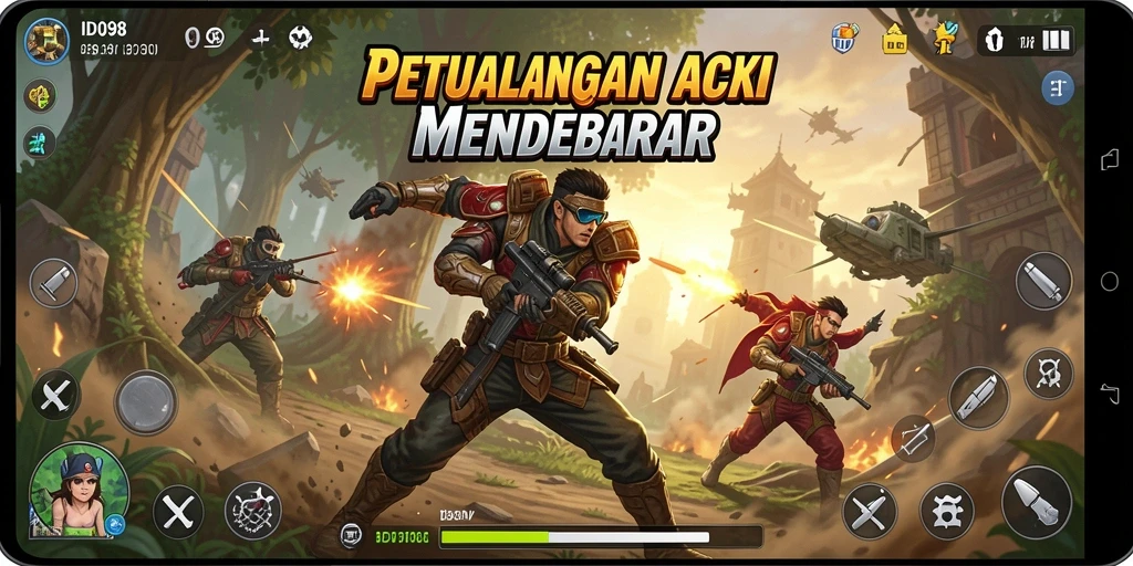 Tampilan layar utama gameplay ID098 dengan aksi yang mendebarkan.