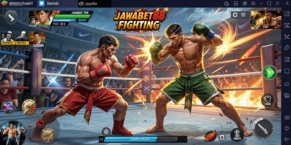Screenshot menampilkan aksi pertarungan seru di JAWABET88.