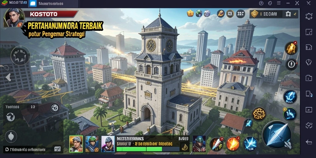 Tampilan stunning gameplay KOSTOTO Tower Defense dengan aksi menegangkan.