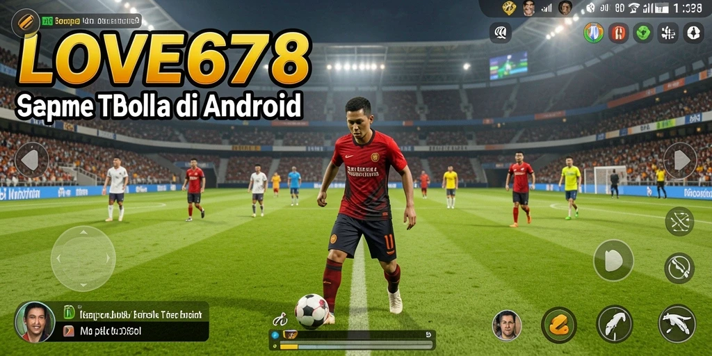 Tampilan gameplay intens dalam pertarungan sepak bola.