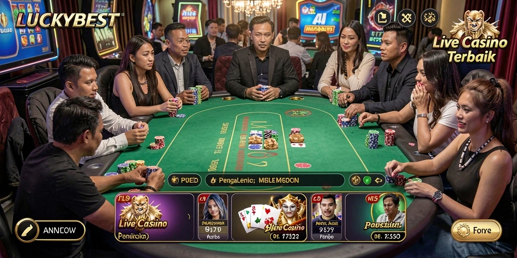 Screenshot utama LUCKYBEST menampilkan gameplay Live Casino yang seru.
