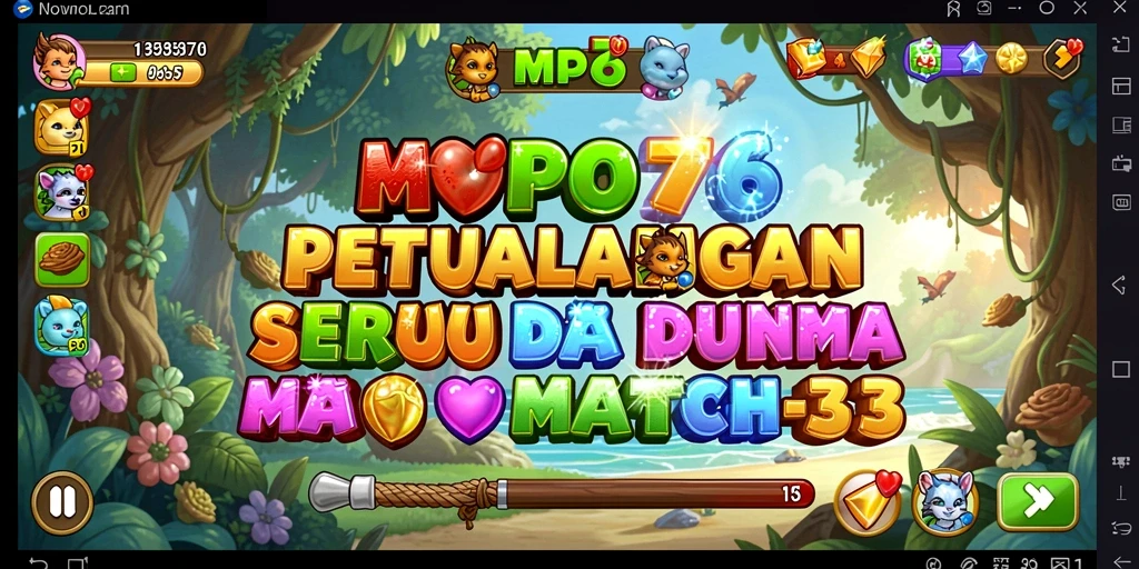 Tangkapan layar MPO76 menampilkan gameplay yang seru dalam level Match-3.