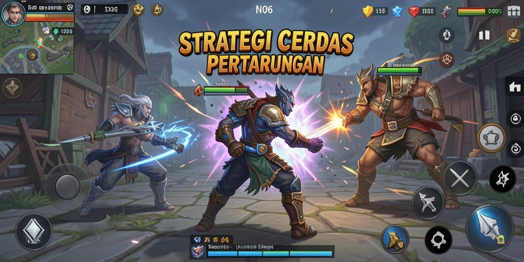 Tangkapan layar utama N06 menunjukkan pertarungan strategi yang mendalam.