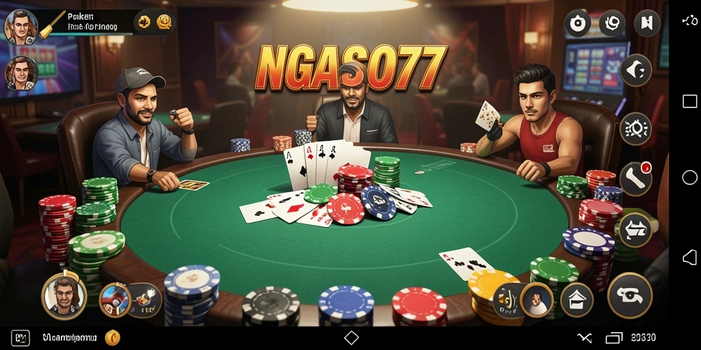 Tampilan gameplay poker yang mendebarkan di NGASO77.