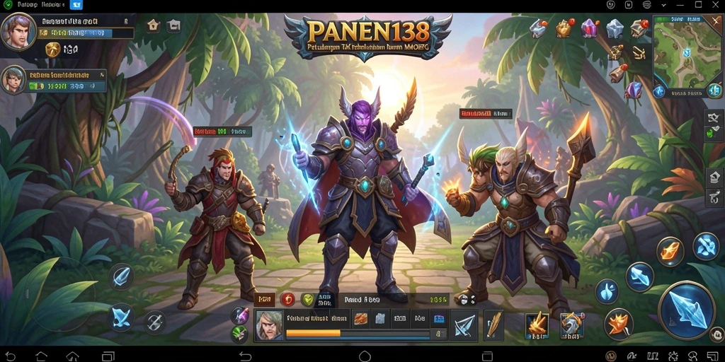 Tangkapan layar menunjukkan gameplay hebat dalam <strong>PANEN138</strong> dengan karakter bertarung di dunia fantasi.