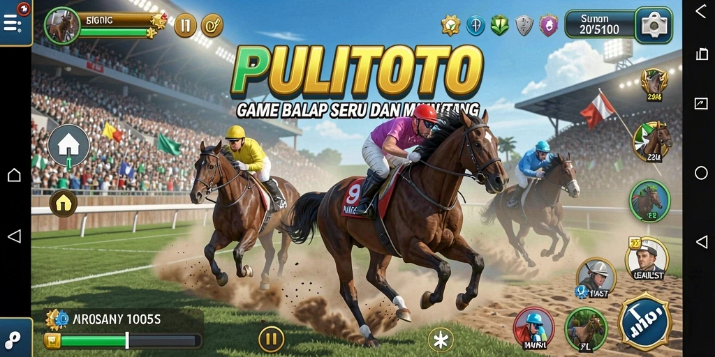 Tangkapan layar utama PULITOTO yang menampilkan aksi balapan yang mendebarkan.