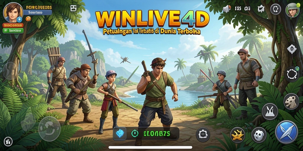 Tangkapan layar gameplay WINLIVE4D menampilkan dunia terbuka yang megah dan interaktif.