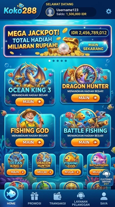 Screen aplikasi koko288 yang menunjukkan kategori-kategori aplikasi populer.